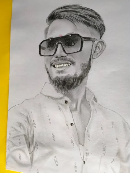 This portrait of a man in sunglasses shows how I handle different textures, from the hair and beard to the reflective lenses.