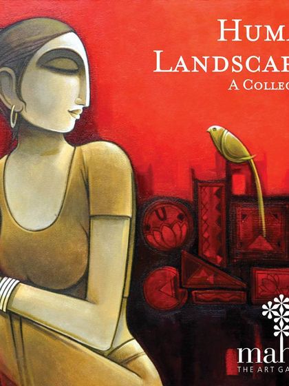 The promotional image for "Human Landscapes," a collection of contemporary paintings. This artwork teases the exhibition's theme, which explores the human form and experience.