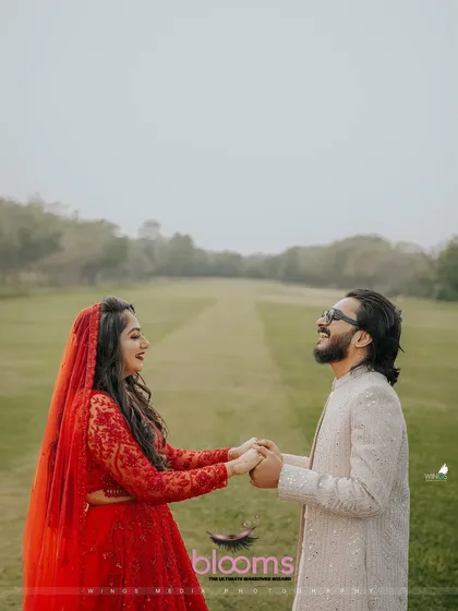 A joyful moment captured perfectly. The groom's relaxed yet polished look was ideal for this romantic pre-wedding shoot.