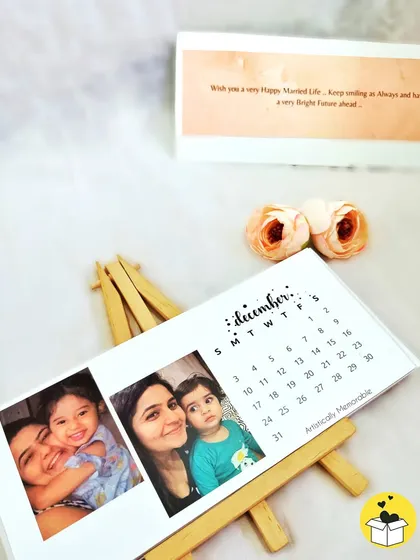 The December page of the 'Bride's Treasure' calendar, paired with a sweet message card. A perfect end to her first year of marriage.
