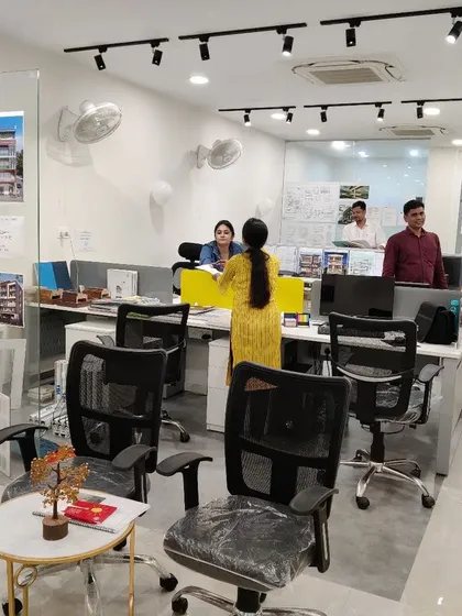 A glimpse into our main office in Malviya Nagar, Delhi. This is the hub where our team of architects and designers collaborates on everything from initial concepts and architectural drawings to interior design schemes.