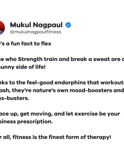 A fun fact to flex: people who strength train are on the sunny side of life thanks to feel-good endorphins. Exercise is nature's own mood booster and the finest form of therapy.