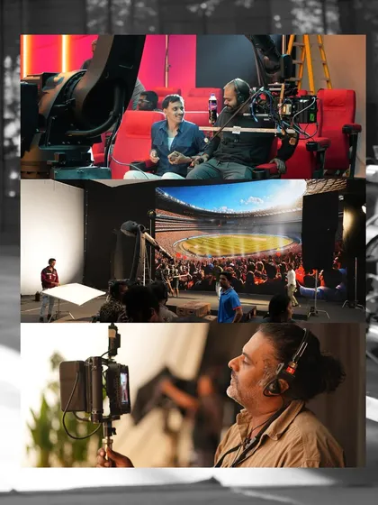 This behind-the-scenes collage from the Campa ad shoot shows our crew collaborating within a cutting-edge virtual studio. Our sound engineers are experienced in working with new technologies, ensuring seamless audio integration no matter the production environment.
