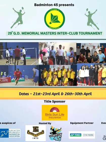 The official event poster for the 29th G.D. Birla Memorial Masters Inter-Club Tournament. We handle event promotion and marketing, from creating promotional materials to managing registrations.