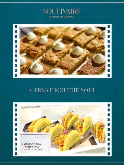 A collage celebrating happiness on a plate, featuring Chicken Tikka Crispy Tacos. We believe food should bring joy and create memories.