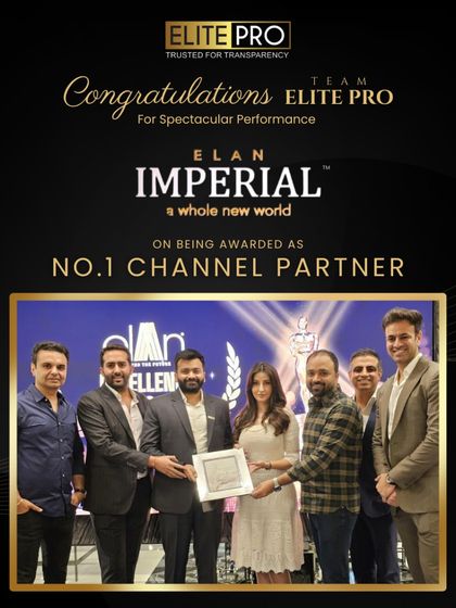 We were honored to be named the No. 1 Channel Partner by the Elan Group, with appreciation from celebrity Nora Fatehi. This award underscores our leadership in sales and marketing for premier real estate projects.