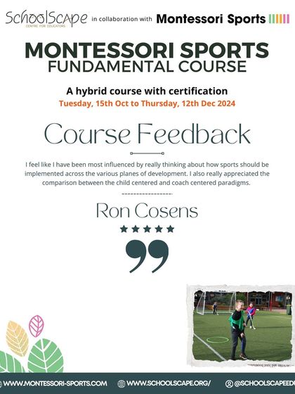 More positive feedback for our Montessori Sports course.