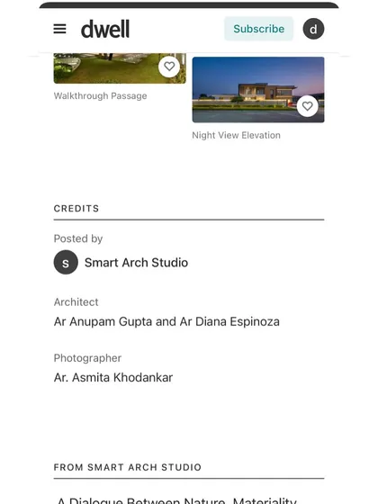The credits section on Dwell, listing Smart Arch Studio and our principal architects.