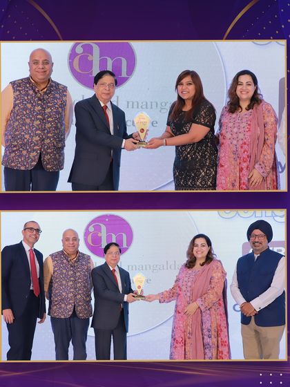 Our partners accepting the 'Law Firm of the Year' awards for Banking & Financial Services, M&A, and Private Equity at the BW Legal World awards ceremony.