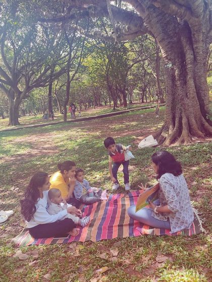 A series of photos from our 'Storyscapes 16' session, capturing the authentic, unposed moments of our circle. You can see children listening, playing, and interacting naturally, which is the essence of our child-led storytelling approach.