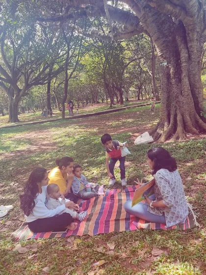 A series of photos from our 'Storyscapes 16' session, capturing the authentic, unposed moments of our circle. You can see children listening, playing, and interacting naturally, which is the essence of our child-led storytelling approach.