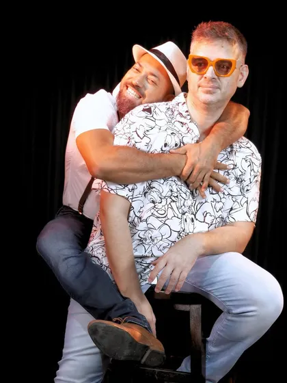 A flashback to a photoshoot where we clearly missed the "normal" memo. This is us, serving drama, questionable fashion, and a strong bromance energy. We don't take ourselves too seriously.