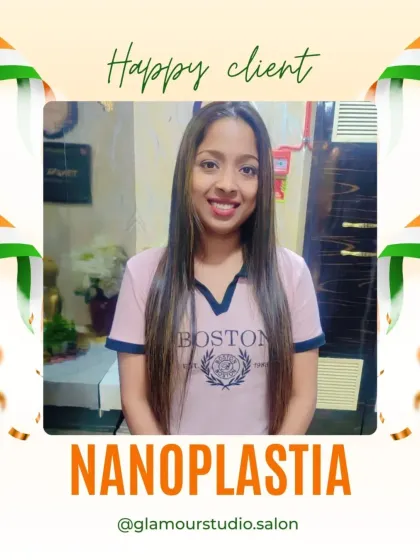 A beautiful smile and even more beautiful hair. This Nanoplastia treatment gave our client a confidence boost with her new sleek style.