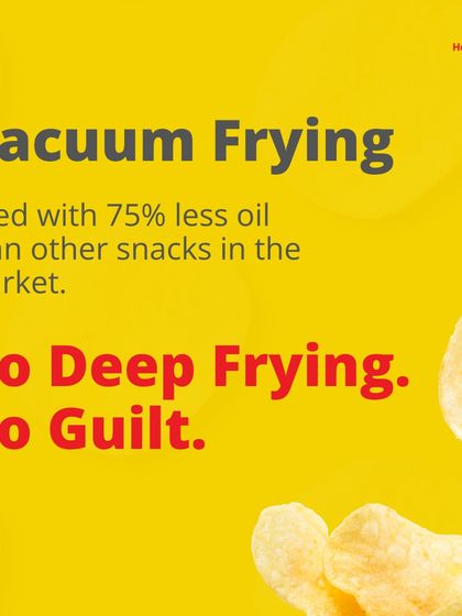 Our secret is vacuum frying, which uses 75% less oil than other snacks. This means you get all the crunch with no deep frying and no guilt.