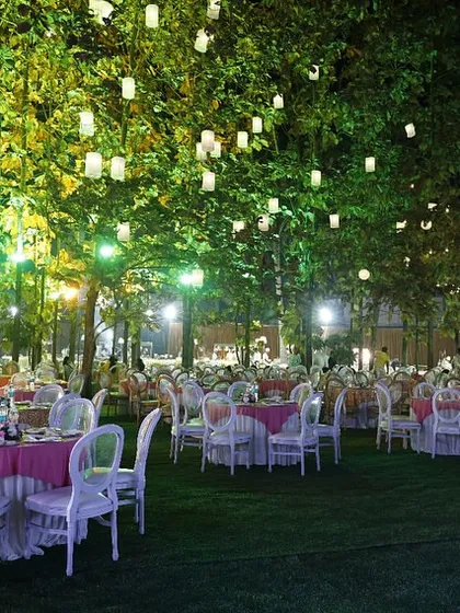 I believe in creating moments that feel like a dream. For this outdoor wedding reception, I used dozens of hanging lanterns and soft uplighting to transform a simple lawn into an enchanted forest, setting a magical stage for an unforgettable night of celebration.