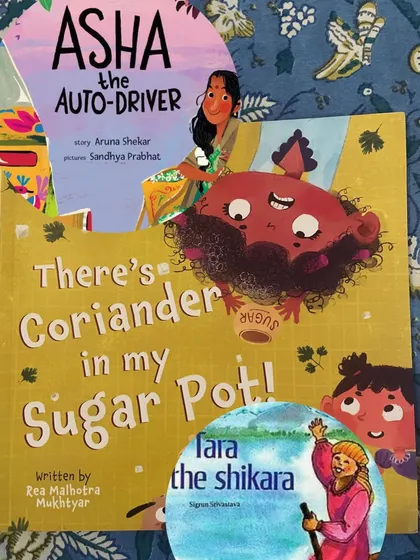 A collection of books that challenge gender stereotypes, like 'Asha the Auto-Driver' and 'There's Coriander in my Sugar Pot!'. We believe in choosing stories with powerful, inclusive messages.