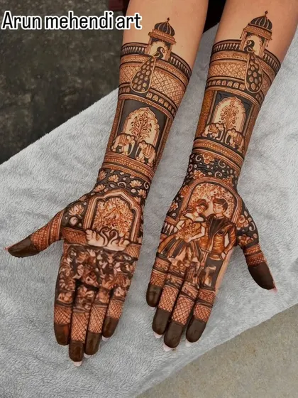 A beautiful design featuring a couple portrait on one hand and a depiction of a proposal on the other.