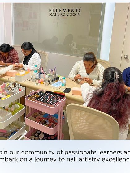 Join our community of passionate learners and embark on a journey to nail artistry excellence. This is a typical day at our academy, with every student engaged in practical learning.