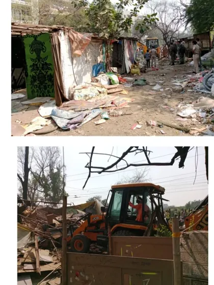 These images show the aftermath of a demolition drive on what was claimed to be encroached land. My work involves challenging such actions and fighting for proper rehabilitation.