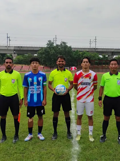 The pre-match formalities with captains and officials for our U-19 match against Marina United FC.