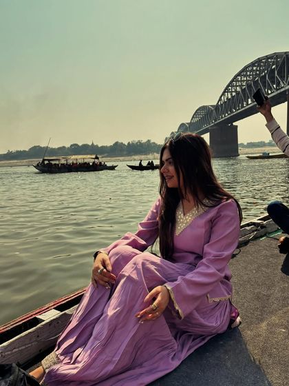 Another shot from the boat ride, with the historic Malviya Bridge in the background.