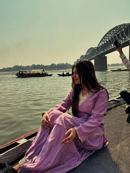 Another shot from the boat ride, with the historic Malviya Bridge in the background.