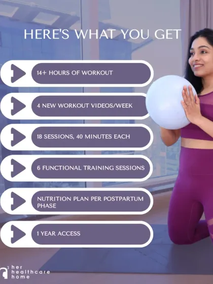 My 6-week program is more than just workouts. It's a complete recovery system, including over 14 hours of guided sessions, functional training for daily mom life, and a full nutrition plan to support your healing.
