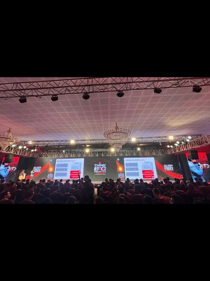 A wide shot of the packed conference hall at the TAFE All India Sales & Dealer’s Conference.