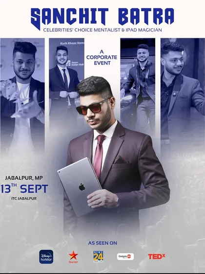 Announcing a corporate event in Jabalpur. My shows are a blend of celebrity-choice mentalism and modern iPad magic, perfect for any corporate gathering.
