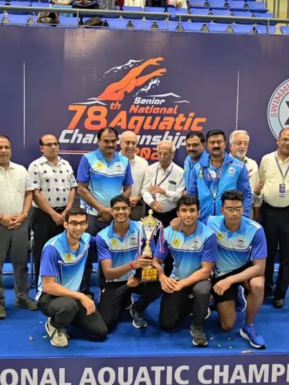 This is what victory looks like. Team Karnataka, powered by our swimmers, celebrating the Overall Championship at the 78th Senior National Aquatic Championship. We don't just build swimmers; we build the best.
