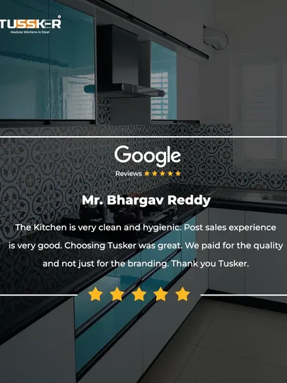 I value client feedback, and this review from Mr. Bhargav Reddy highlights what I strive for. He notes the clean and hygienic nature of the kitchen and the good post-sales experience, confirming that you pay for quality, not just branding.