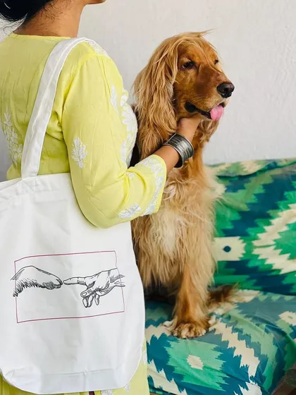 A beautiful shot of me, Posto, and our new favorite tote bag from Slash7.