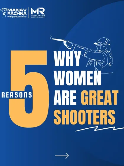 An infographic celebrating the 5 reasons why women make great shooters, a core belief at our academy where we empower female athletes to excel.