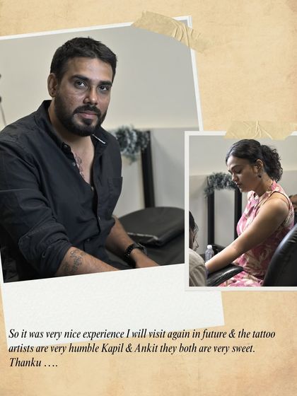 "The tattoo artists are very humble Kapil & Ankit they both are very sweet." A candid shot of the couple during their visit.