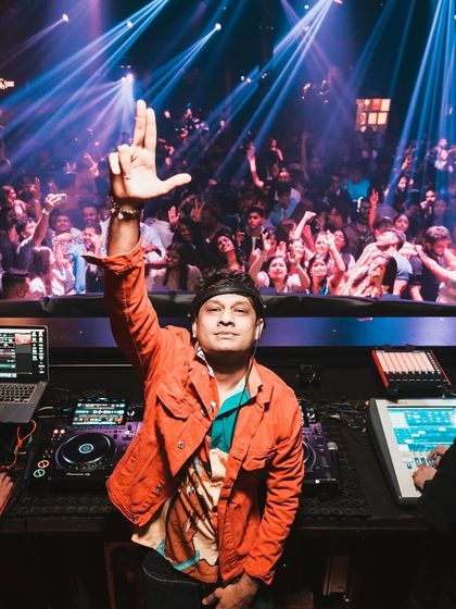 Connecting with the front row at a high-energy gig in Goa.