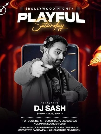 A poster for a 'Playful Saturday' Bollywood night. My goal is to make every weekend night feel like a festival.