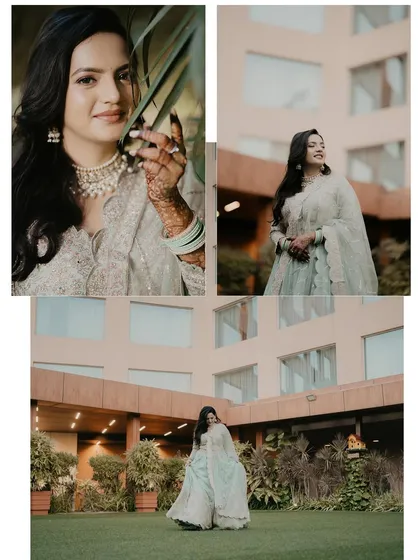 A collage showcasing the bride-to-be's style and happiness during her roka ceremony. We capture both posed portraits and candid moments to tell the full story.