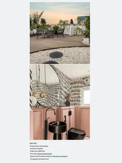 A look at the terrace and powder room from our feature in Architecture + Design, showing the project's fact file.