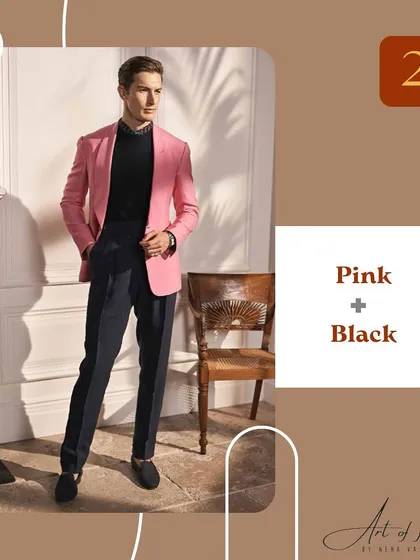 Yes, real men wear pink! When paired with black, it creates a bold yet balanced look. A dusty pink shirt with a black blazer gives off an instant suave energy.