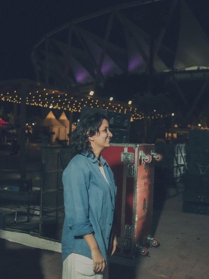 A quiet moment of reflection for me backstage after a successful sound check, soaking in the atmosphere before the show begins.