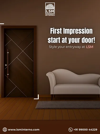 The first impression of your home starts at the door. Here, we've designed a modern entryway door featuring a clean, geometric pattern on a rich wood veneer. It’s a statement of style and security, crafted to welcome you home with elegance.