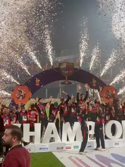 The moment of celebration with fireworks and confetti. This is what victory looks like.