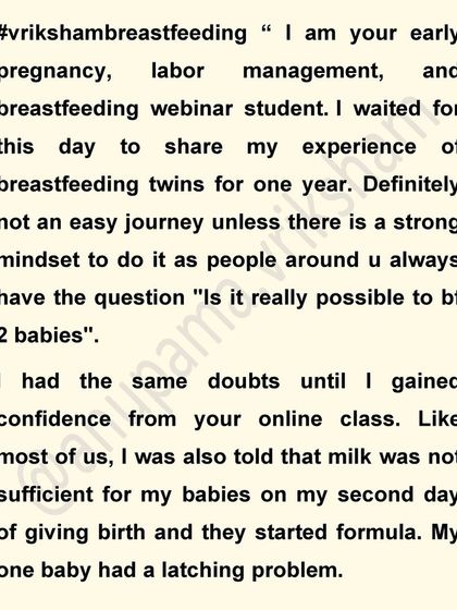 The beginning of an inspiring journey of breastfeeding twins. This mother had doubts, especially when told her milk wasn't sufficient on day two. But the confidence she gained from my class helped her believe it was possible.