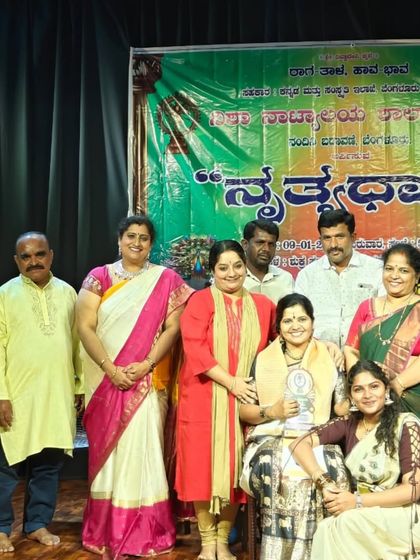 A proud moment with my students and fellow artists at the Nrithyadhare dance festival. It's always an honor to be part of events that celebrate our rich classical dance heritage.