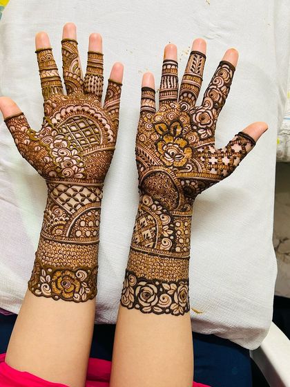 Another view of the half-hands design, showing the beautiful cuff and finger details.