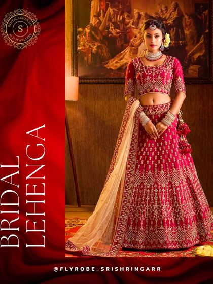 Rent our bridal wear and slay on your special occasion. This gorgeous red lehenga is another one of our classic bridal options available for rent.