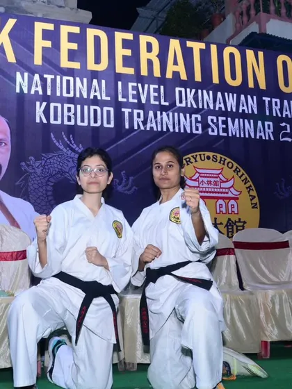 Two of our black belt instructors at the National Level Okinawan Traditional Kobudo Training Seminar. They are role models for all our students.