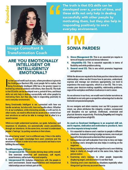 A snapshot of my featured article on Emotional Intelligence. I explain the different types of EQ and provide actionable tips for developing this crucial life skill.