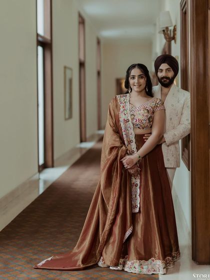Gunveer and Bandana in a classic portrait pose in an elegant corridor. I use architectural elements to frame my subjects and add a sense of depth and story.