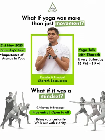 I believe yoga is a mindset, not just a workout. That's why I host "Yoga Talk" every Saturday, a free and open session where we discuss the philosophy behind the practice, like the importance of asanas. It's a space for curiosity and clarity.